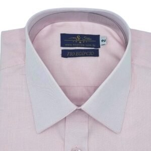 Detalhe interno gola camisa francesa fio egípcio rosa claro premium