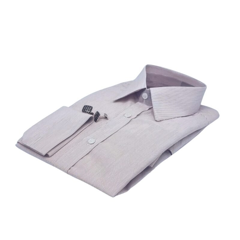 Camisa social bordô claro com listras finas em tecido premium