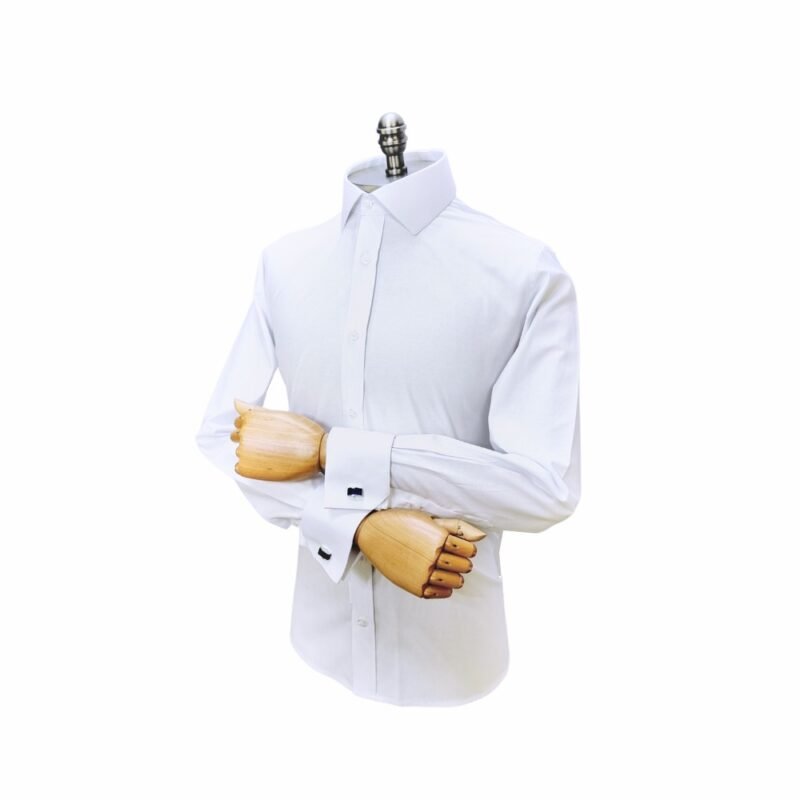 Camisa social branca italiana masculina com modelagem ajustada