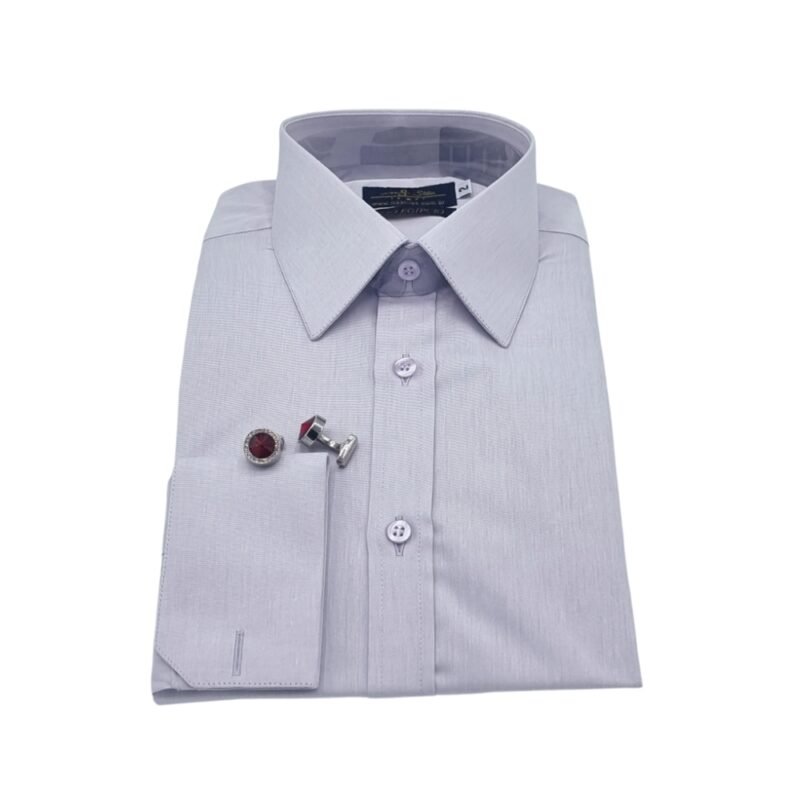 Camisa francesa lilás claro fio egípcio com punho francês clássico