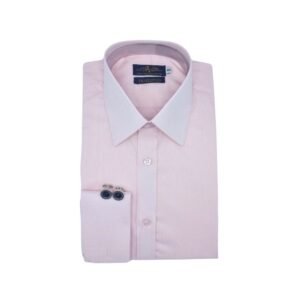 Camisa francesa fio egípcio rosa claro com punho duplo elegante