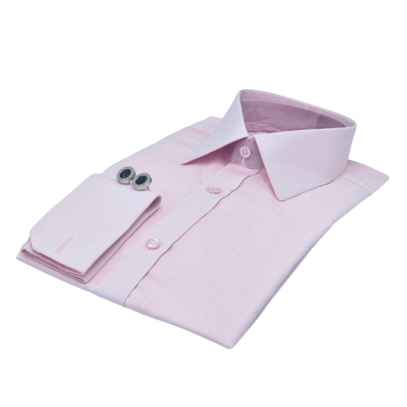 Camisa francesa rosa claro fio egípcio com punho francês clássico