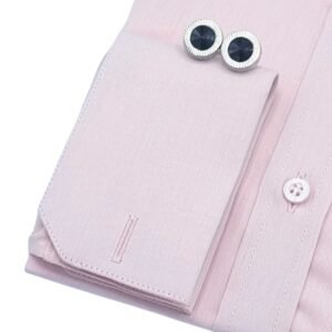 Detalhe punho francês camisa rosa claro fio egípcio com abotoaduras