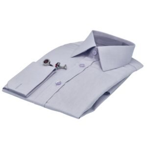 Camisa social masculina lilás claro fio egípcio vista lateral sofisticada