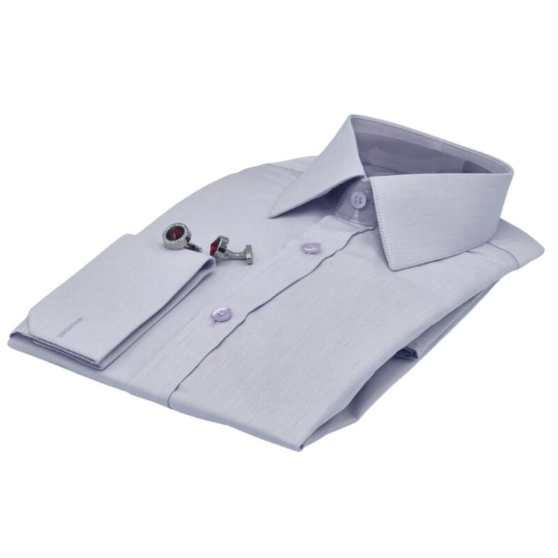 Camisa social masculina lilás claro fio egípcio vista lateral sofisticada