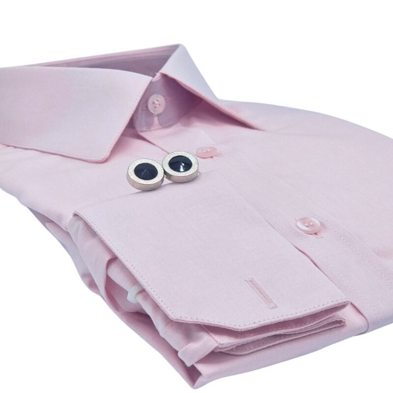 Camisa social masculina rosa claro fio egípcio vista lateral sofisticada