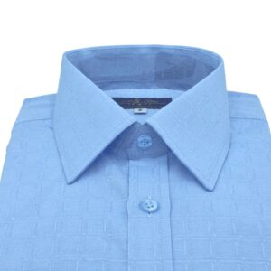 Camisa Azul Claro Tecido Quadriculado Francesa