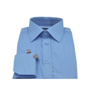 Camisa Azul Claro Tecido Quadriculado Francesa