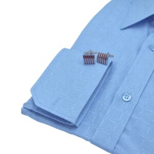 Camisa Azul Claro Tecido Quadriculado Francesa