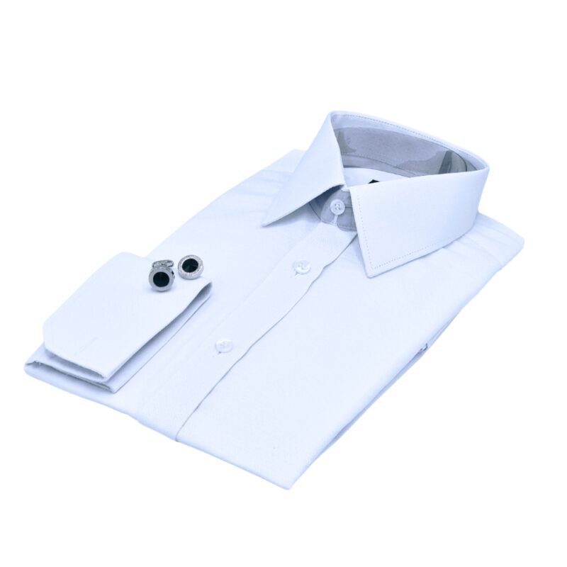 Camisa Branca Punho Duplo Tecido Gravataria Francesa