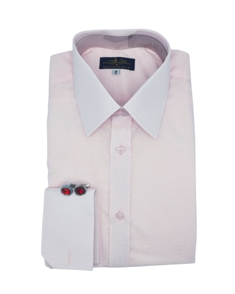 Camisa Rosa Claro Tecido Gravataria Francesa