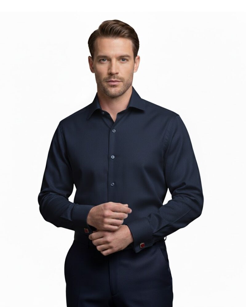 Camisa Azul Marinho Escama Peixe Italiana