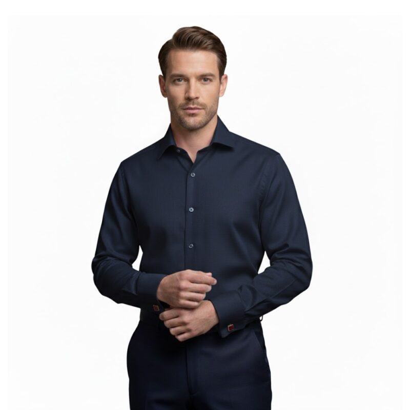 Camisa Azul Marinho Escama Peixe Italiana