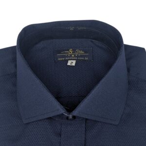 Camisa Azul Marinho Escama Peixe Italiana