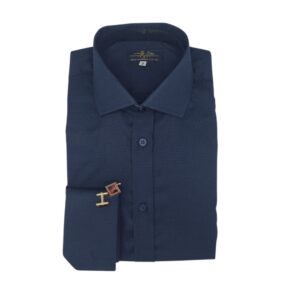 Camisa Azul Marinho Escama Peixe Italiana