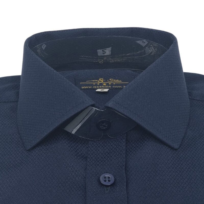 Camisa Azul Marinho Escama Peixe Italiana