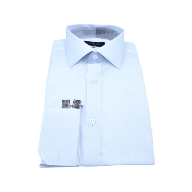 Camisa Branca Italiana Punho Duplo Tecido Gravataria