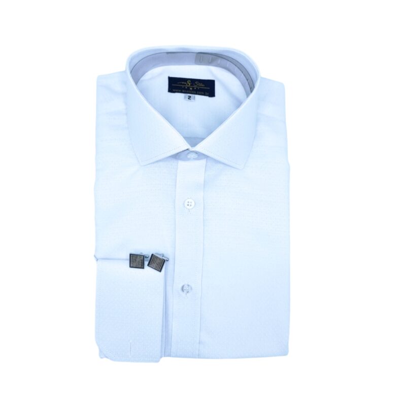 Camisa Branca Italiana Punho Duplo Tecido Gravataria