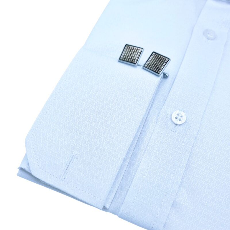 Camisa Branca Italiana Punho Duplo Tecido Gravataria