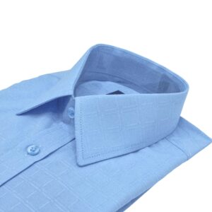 Camisa Francesa Azul Tecido Quadriculado