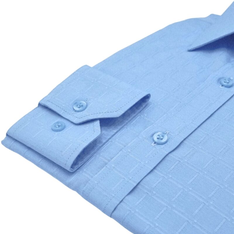 Camisa Francesa Azul Tecido Quadriculado