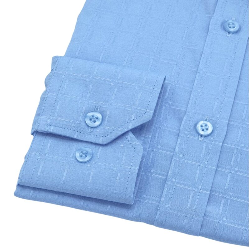 Camisa Francesa Azul Tecido Quadriculado