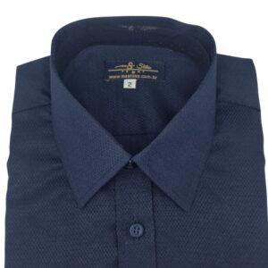 Camisa Francesa Azul Marinho Escama de Peixe