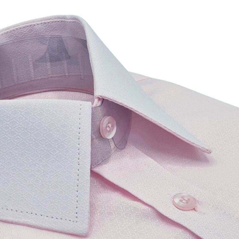 Camisa Francesa Rosa Claro Tecido Gravataria