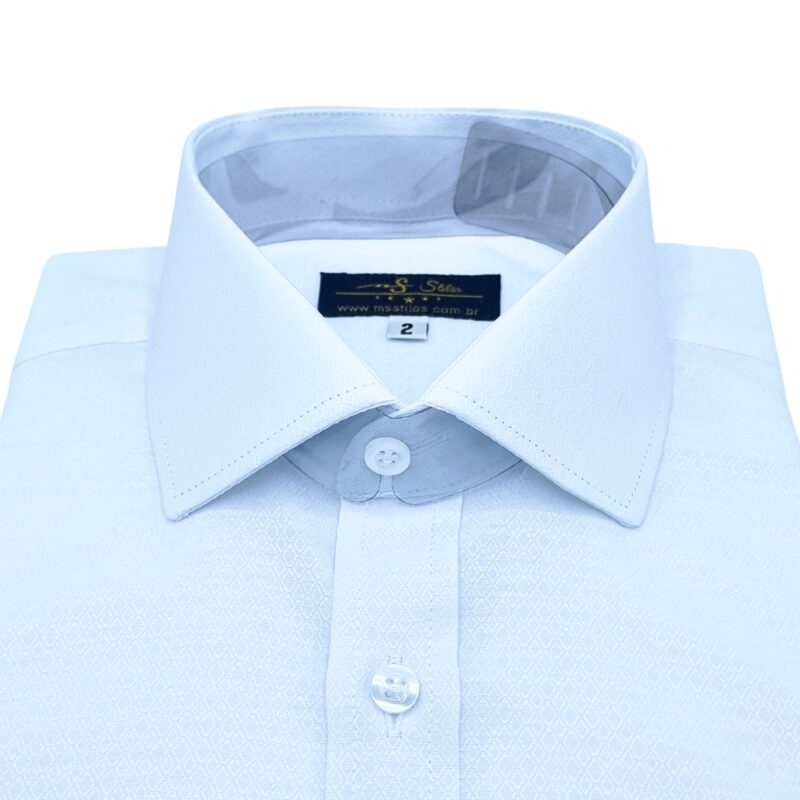 Camisa Italiana Branca Tecido Gravataria