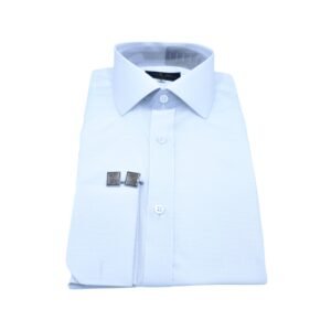 Camisa branca masculina em tecido gravataria com gola italiana dobrada