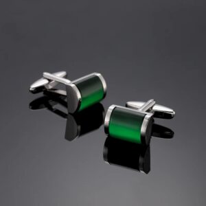 Abotoadura Prata Pedra verde Para Camisa