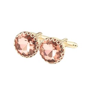 Abotoadura para camisa cor Dourada Pedra Rosa