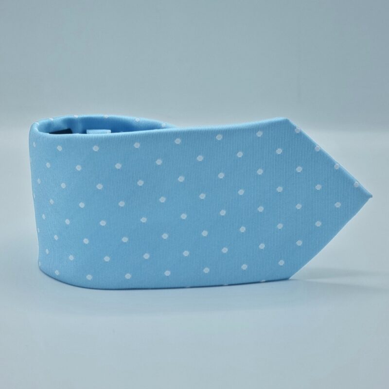 Gravata Marca TOMMY HIFIGER Azul Claro Poa Branco 8,5 cm x 1,48 Cm Tradicional