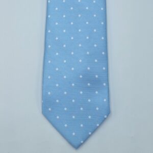 Gravata Marca TOMMY HIFIGER Azul Claro Poa Branco 8,5 cm x 1,48 Cm Tradicional