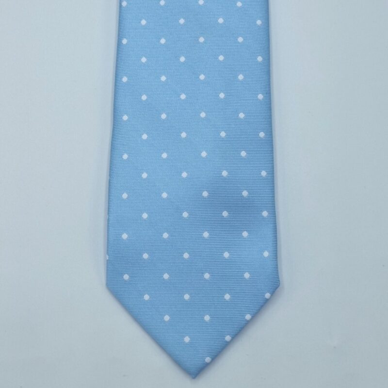 Gravata Marca TOMMY HIFIGER Azul Claro Poa Branco 8,5 cm x 1,48 Cm Tradicional