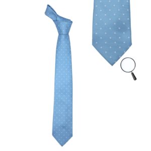 Gravata Marca TOMMY HIFIGER Azul Claro Poa Branco 8,5 cm x 1,48 Cm Tradicional