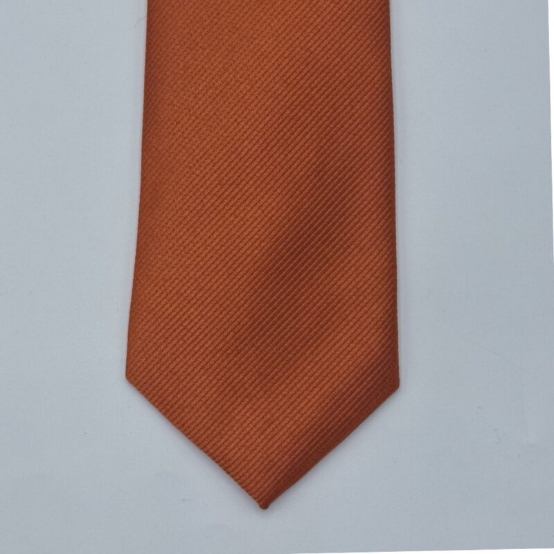 Gravata Salmão Escuro Listrada Semi Slim 7,5 cm