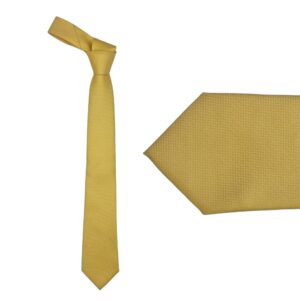Gravata Amarela Mostarda Lisa Semi Slim 7,5cm
