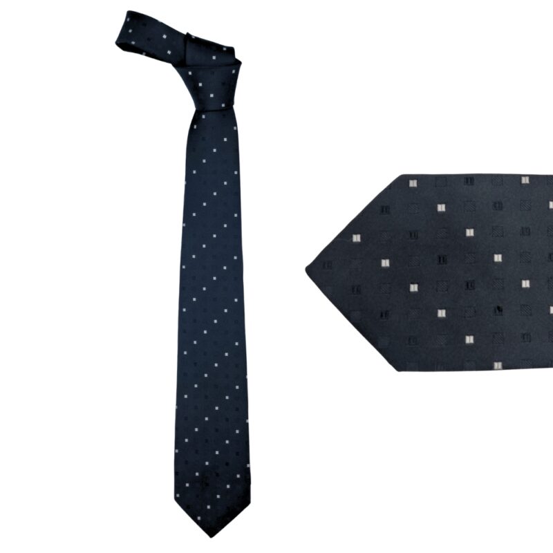 Gravata Preta Poa Semi Slim 7,5 cm