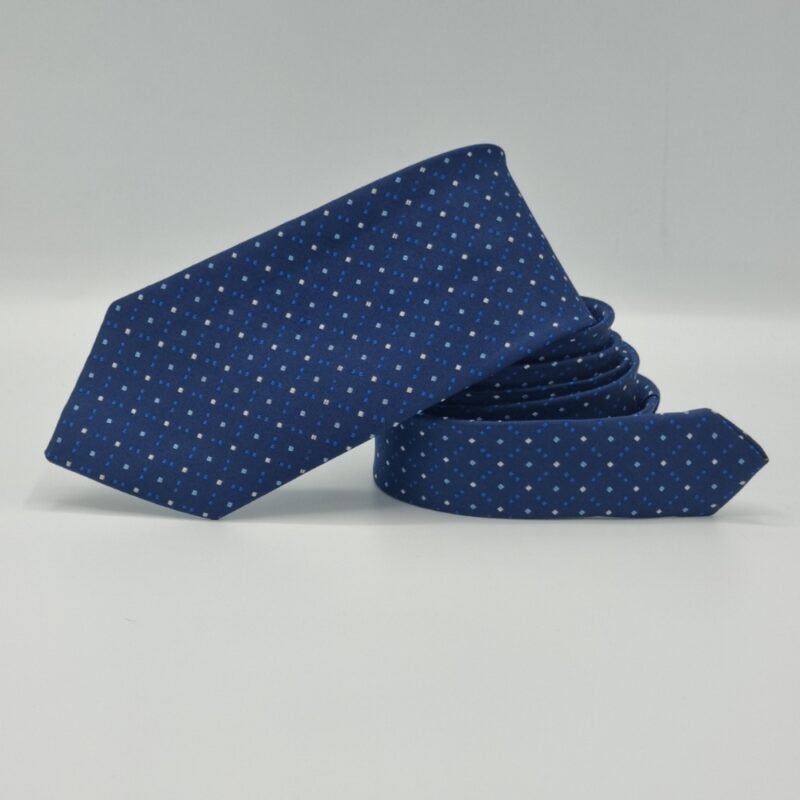 Gravata Azul Poa Semi Slim 7,5cm