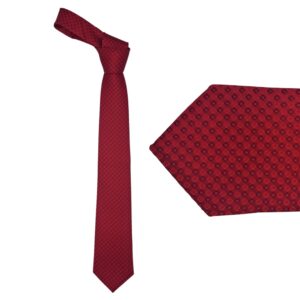 Gravata Vermelha Micro Estampa Semi Slim 7,5 x 1,49 Cm