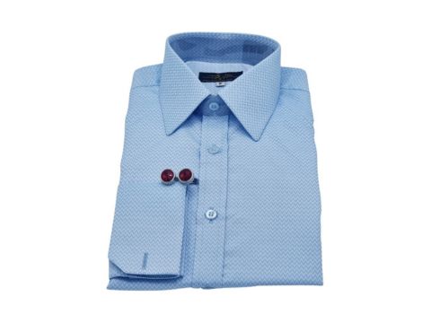 Camisa social azul clara maquinetada premium MS Stilos para reuniões estratégicas