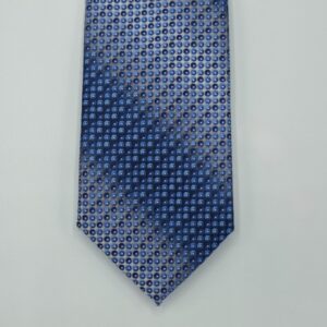 Gravata Azzuro Uomo azul tradicional em visual frontal com padrão geométrico