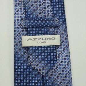 Etiqueta original Azzuro Uomo na parte traseira da gravata azul masculina