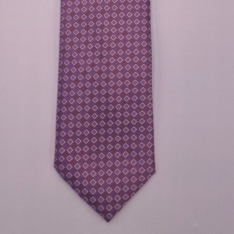 Ponta da gravata Bergamo New York lilás com padrão geométrico clássico