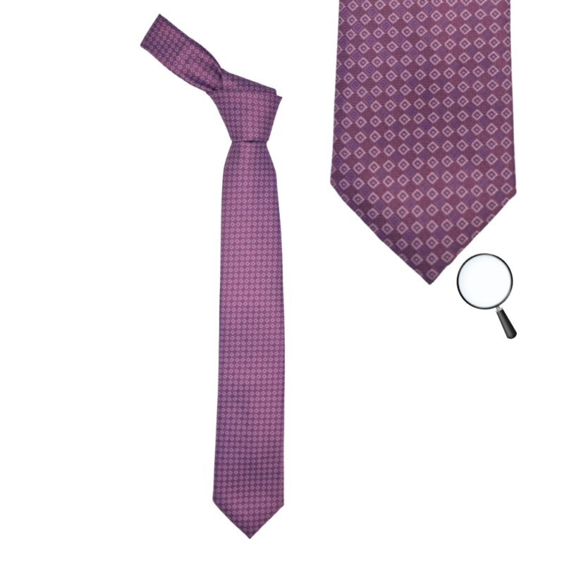 Gravata Bergamo New York lilás tradicional em visual frontal clássico