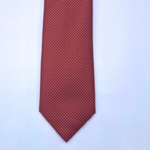 Ponta frontal da gravata vermelha Tommy Hilfiger com padronagem pontilhada
