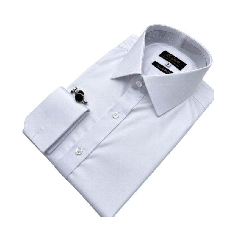Camisa Egípcio Italiana Algodão e Elastano Branca Lisa