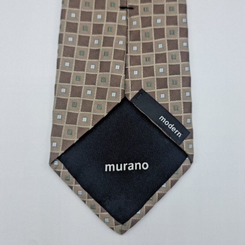 Gravata 100% SEDA Marca MURANO / Marron escuro 9,5 cm x 1,54 Cm Tradicional