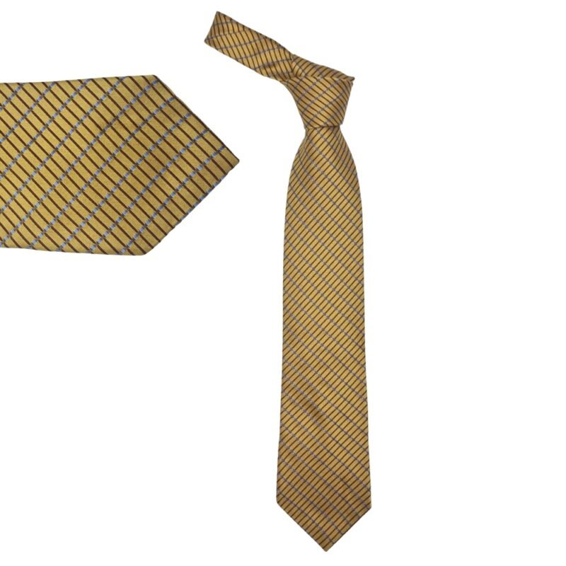 Gravata 100% SEDA Marca IKE-BEHAR NEW YORK / Dourada escuro 10,5 cm x 1,51 Cm Tradicional